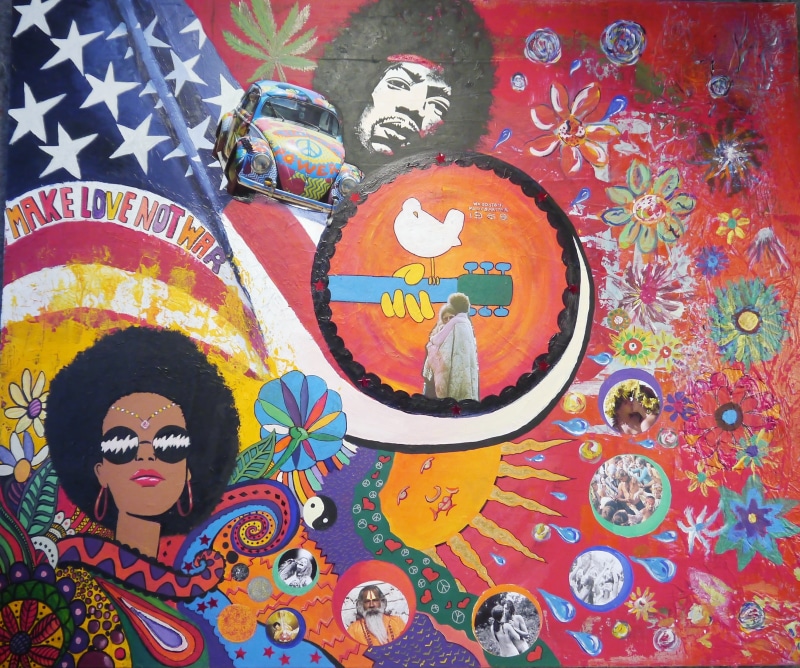 no people, creativity, multi colored, canvas, close-up, paint, collage, acrylic paints, artistically, colorful, wall - building feature, floral pattern