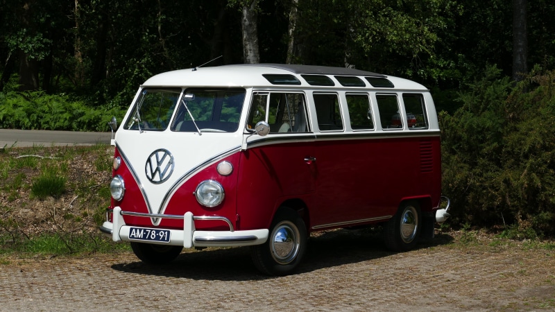 road, transporter, t, red, motor vehicle, volkswagen, communication, bus, outdoors, camper, white, parked, land vehicle, vintage, near, travel, 1967, hippie