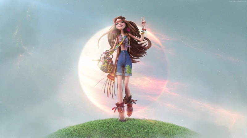 hippie, 2K, beauty, Girl, 3D