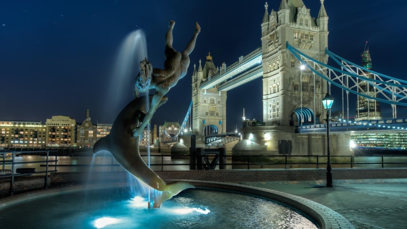 united kingdom, travel, outdoors, water, connection, building, blurred motion, building exterior, bridge, built structure, night, motion, tourism, long exposure