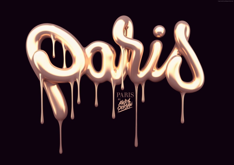 gold, paris, font, 2K, shape, 4k, abstract, 5k, typography, 3D