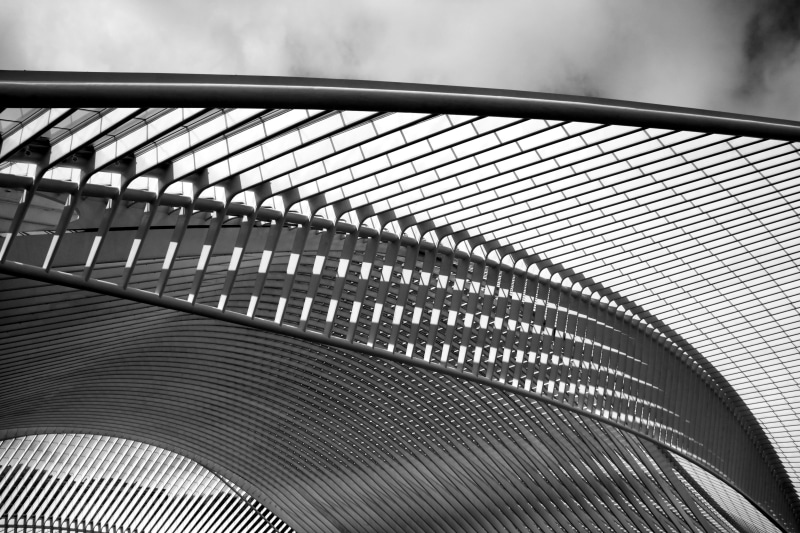 train station, city, transportation, outdoors, metal, architect, low angle view, 4K, liège, santiago calatrava, pattern, design, nature, sky, architectural