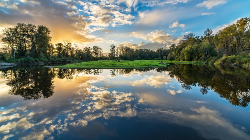 lake, sky, 4K, pond, water, reflection, nature, wide angle, wide angle lens, cloud, photography
