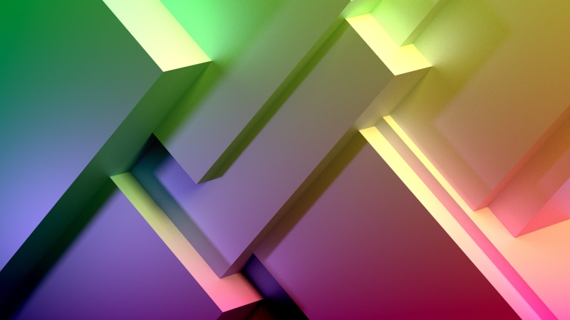 square, Blender, geometry, abstract, cube, 4K, CGI, rainbows, modern