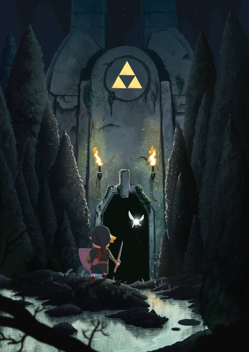 belief, religion, architecture, burning, spirituality, Triforce, human representation, place of worship, cartoon, built structure, Link, statue