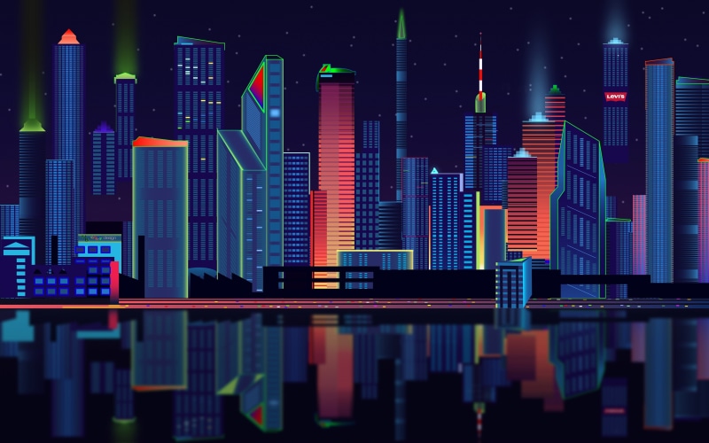 built structure, business, reflection, architecture, city, glowing, design, building, multi colored, panorama, abstract, illuminated, no people, modern