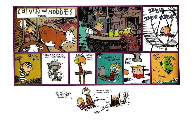 hobbes, female likeness, built structure, creativity, representation, 4K, nature, large group of objects, text, calvin, no people, multi colored, Calvin and Hobbes