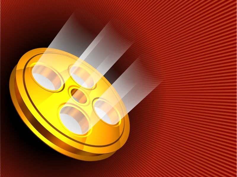 symbol, movie, gold colored, cinematography, video, 35mm, strip, no people, orange color, red, filmstrip, hollywood, equipment, pattern, film, theater