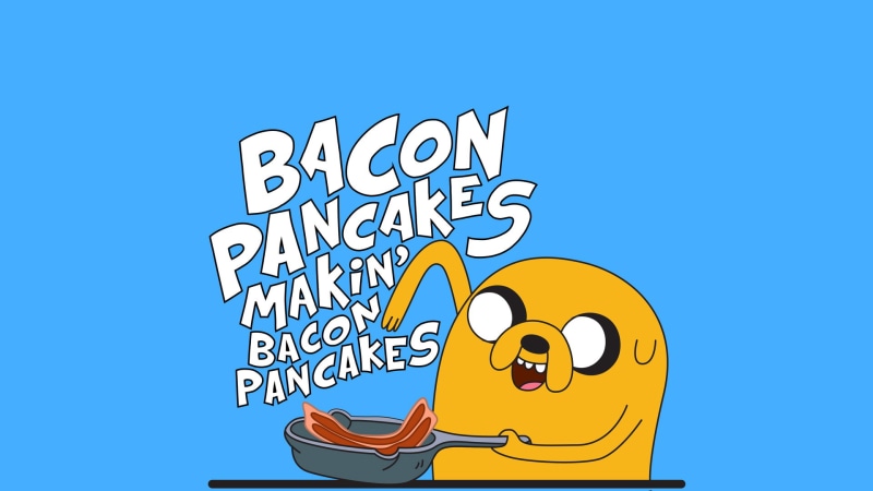 hd, adventure, pancakes, time, blue, bacon, cartoon/comic, 1080P