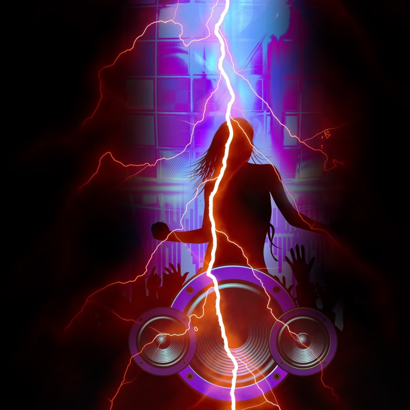 purple, party - social event, nightlife, woman, event, people, human body part, silhouette, arts culture and entertainment, club dj, glowing, night, illustration