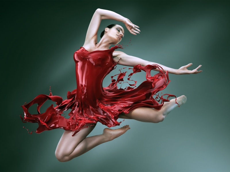 Girl, Dance, Skirt, Red, 2K