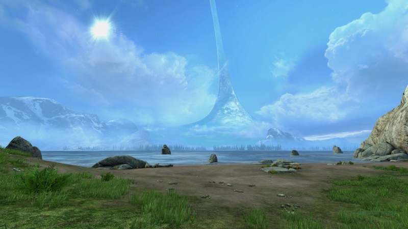 Halo, beach, PC gaming, mountains, water, 4K, Hemorrhage (Multiplayer Map), Halo Reach, horizon, in-game