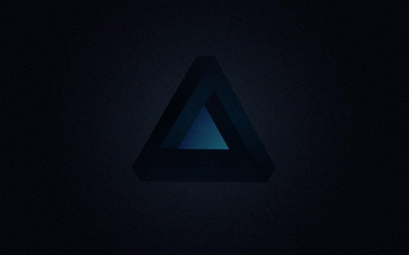 minimalism, triangle, Penrose triangle, digital art, dark, 1080P, simple background
