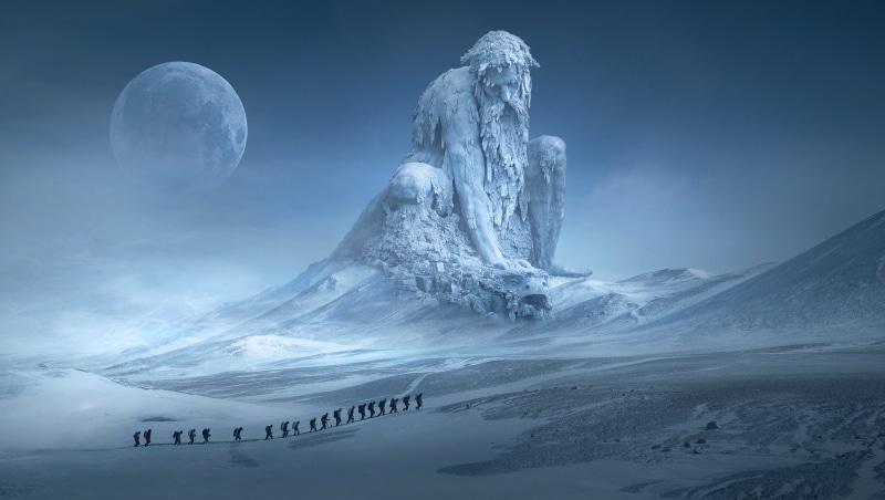 4K, Exploration, 4K, Snow, Statue, Adventure, Fantasy