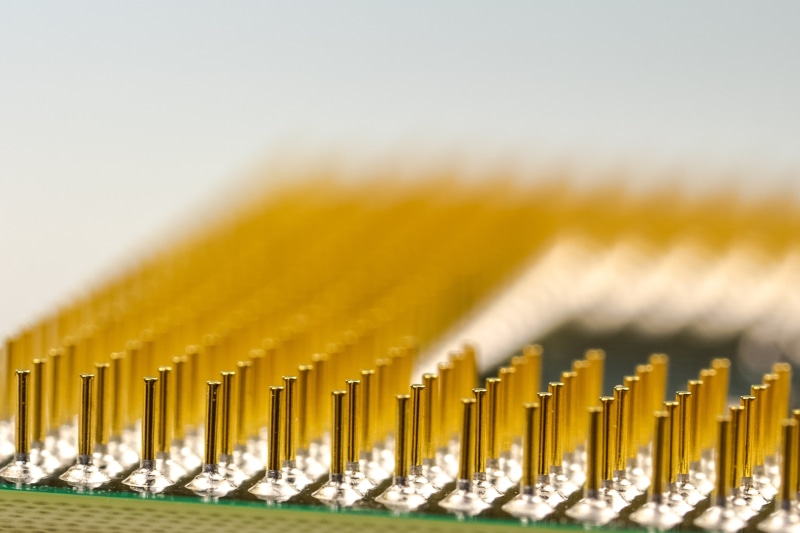studio shot, calculator, close-up, macro, cpu, photo, large group of objects, pins, industry, board, electrical engineering, computer, electrically, trace