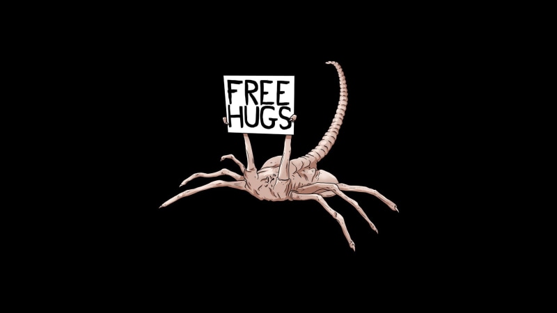 black background, communication, facehugger, creativity, Xenomorph, 1080P, aliens, human body part, people, message, copy space, body part, animal body part