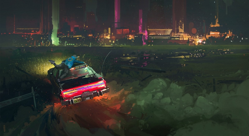 futuristic, car, Cyberpunk 2077, ArtStation, fan art, digital painting, video games, Ismail Inceoglu, cyberpunk, 1080P, video game art, digital art, artwork
