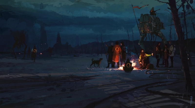 1080P, robot, science fiction, Ismail Inceoglu, dog, fantasy art