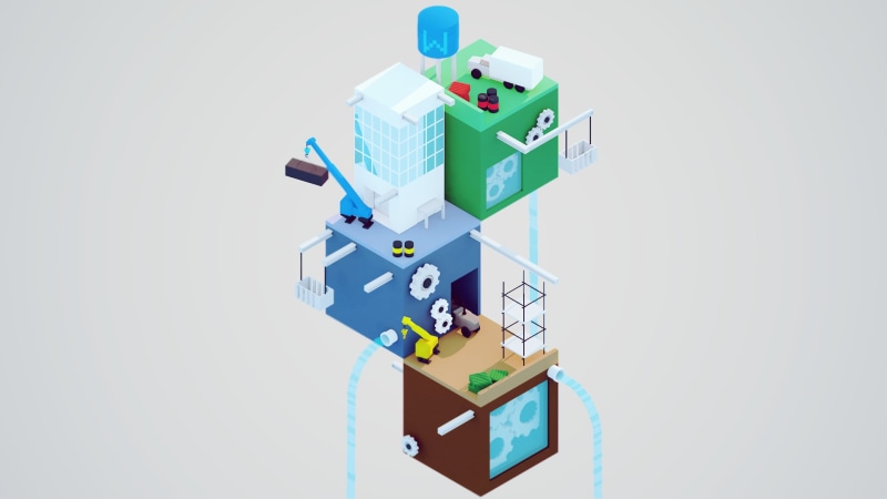 technology, isometric, 1080P, art, connection, low poly, multi colored, copy space, white background, creativity, group of objects, representation, human representation