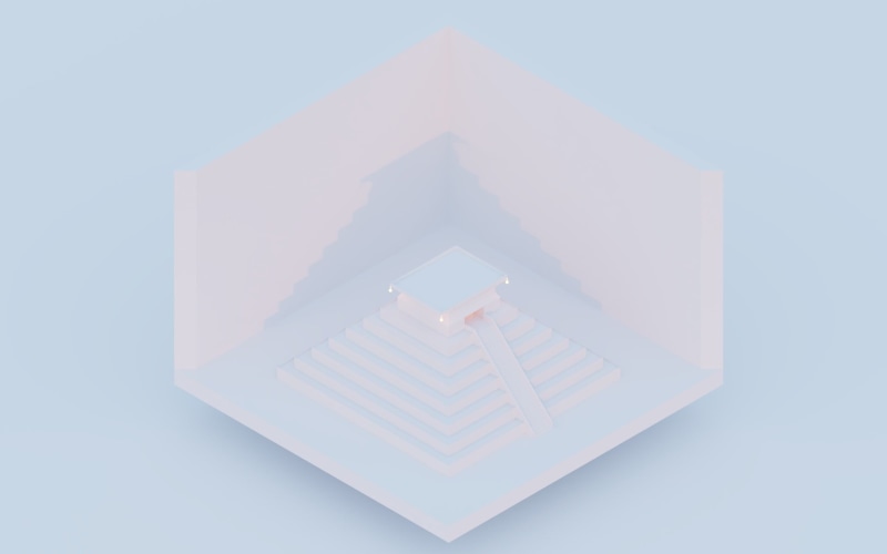 single object, geometric shape, mail, pyramid, blue, 1080P, high angle view, cut out, white color, document, blue background, isometric, shape, copy space