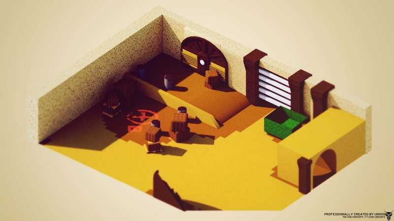 studio shot, illustration, indoors, low poly, large group of objects, yellow, multi colored, location, architecture, render, no people, still life, isometric