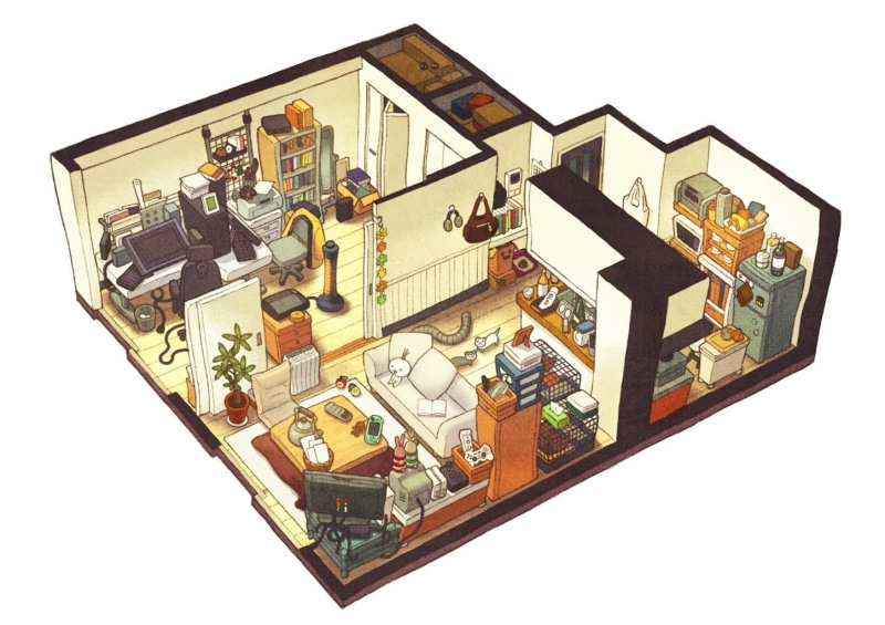 isometric, cartoon, house, 720P