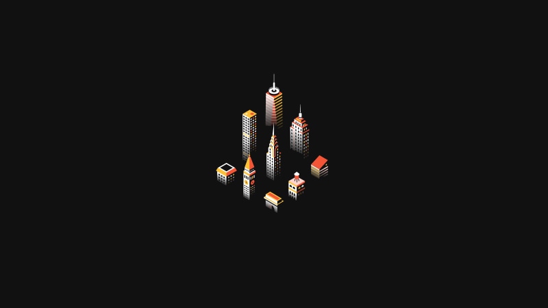 skyscraper, isometric, Architecture models, building, black background, illustration, 4K