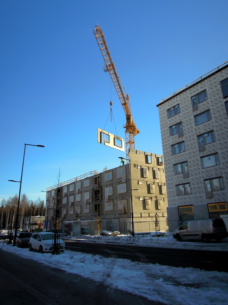 construction machine, vantaa, high, man, transportation, built structure, winter, industry, building, k, city, construction industry, crane - construction machinery