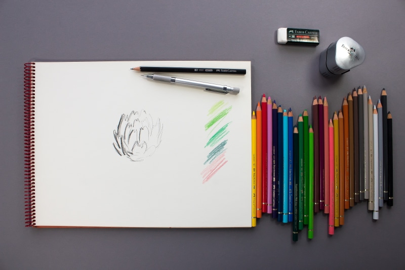 draw, pencil, directly above, still life, colored pencil, creativity, note pad, graphic design, art and craft, sketch, rubber, wood, art and craft equipment