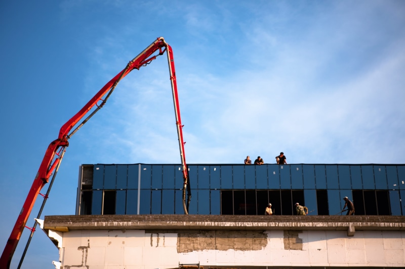 project, 4K, real people, industry, cloud - sky, business, build, estate, engineering, commercial, clear, flats, construction, construction equipment