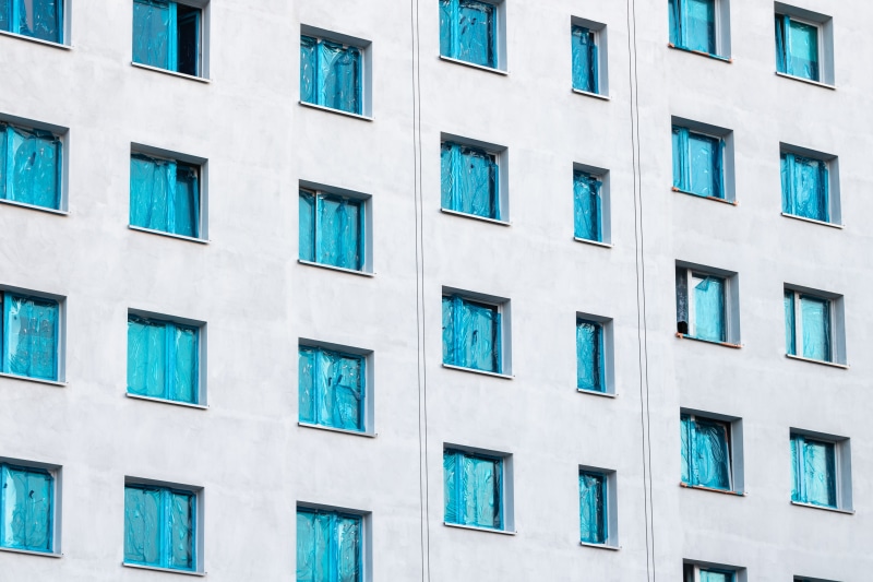 architecture, green, rise, building exterior, reparation, block, 4K, city, no people, building feature, blue, pattern, repair, plastic, window, teal, full frame