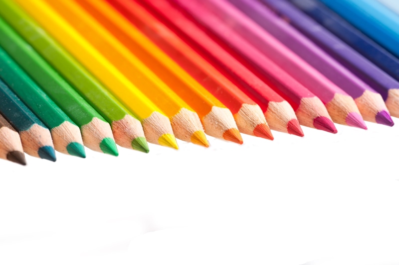 creative, variation, yellow, colored pencil, write, collection, rainbow, green, studio shot, white, bright, still life, 5K, close-up, paper, heap, multi
