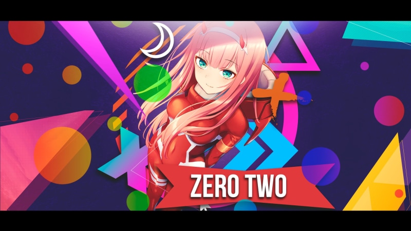 shapes, 1080P, Zero Two (Darling in the FranXX), geometric figures, colorful, pink hair, Darling in the FranXX