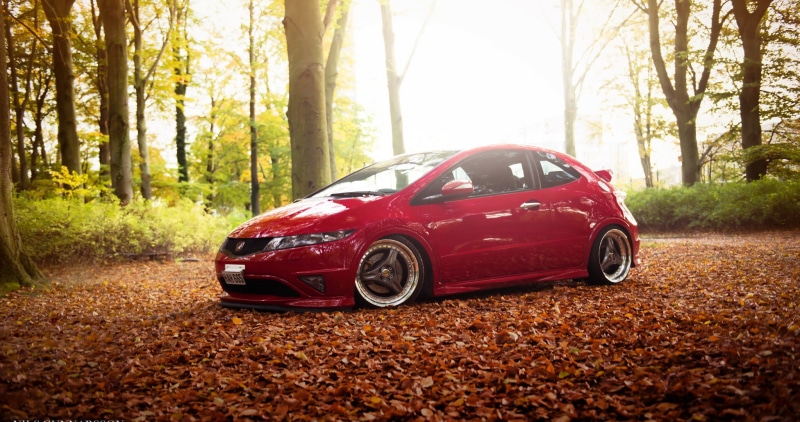 Type-R, r, stance, 1080P, forest, honda, Red, type, Civic