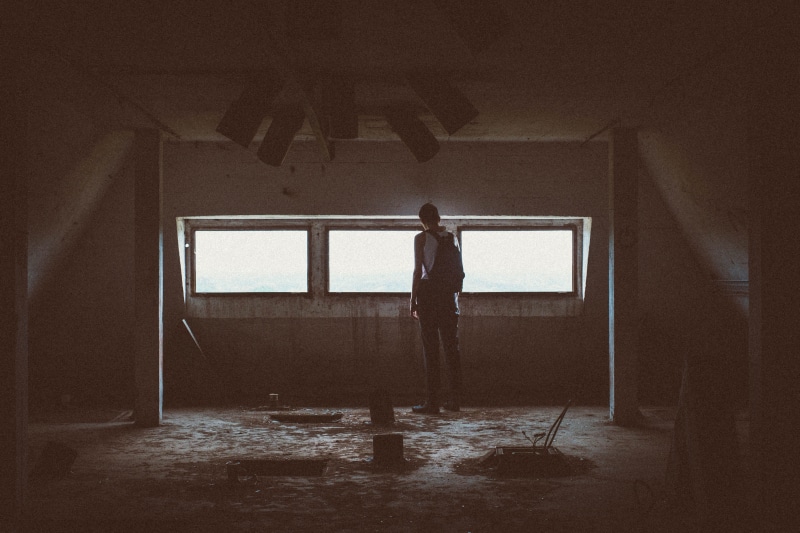 carrying, back Lit, industrial, adult, front, businessman, urbex, eerie, looking, window, 4K, copy Space, men, abandoned, one Person, horror, wall - Building Feature