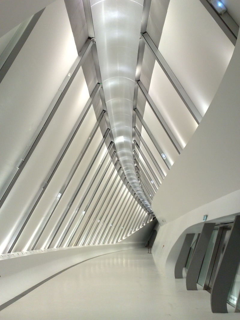 2K, futuristic, station, hallway, staircase, architecture, escalator, railing, passage, painted, no people, moving walkway, pathway, convenience, illuminated