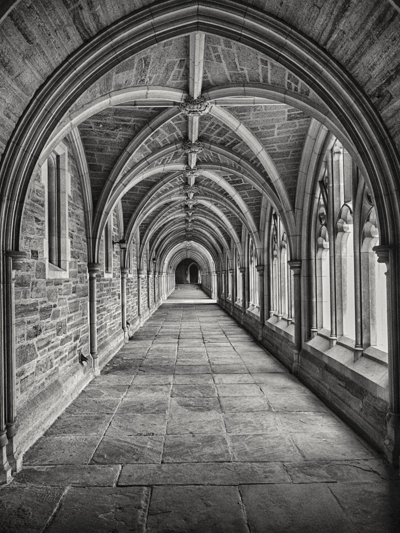 arched, black And White, abbey, arch, no People, flooring, history, architectural column, religion, ceiling, gothic Style, architecture And Buildings, photo