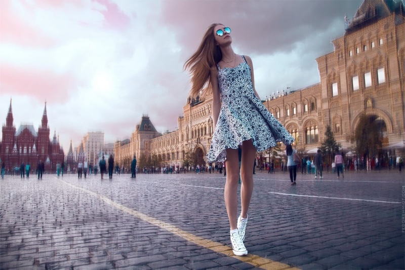 young women, hairstyle, beauty, building exterior, city, architecture, Fedor Shmidt, cobblestone, glasses, built structure, sky, clothing, women, adult