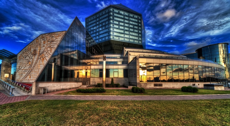 national library, 2K, glass, Belarus, clouds, Minsk, the sky