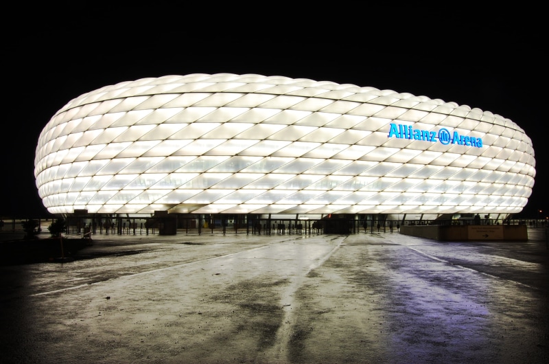 built structure, Allianz Arena, arena, no people, 1080P, motion, white, direction, building, building exterior, sky, Stadium, allianz, nature, architecture