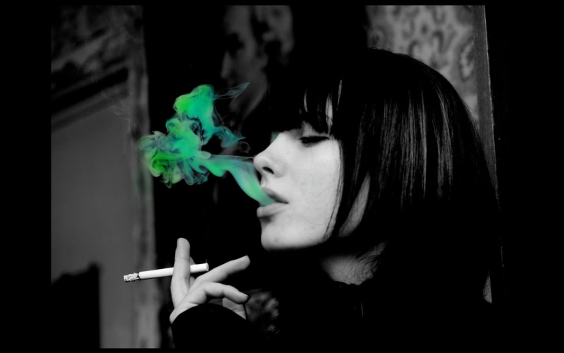 720P, one person, activity, holding, selective coloring, smoking issues, smoking - activity, headshot, real people, beautiful woman, young adult, sign