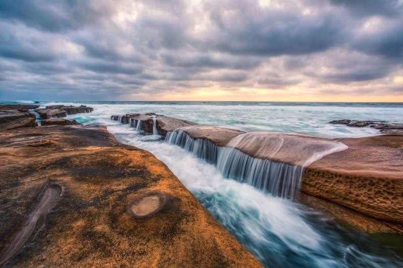 landscape, painting, ocean, coast, Rocky, daytime, Shore, beach, waterfall, scenics, Sunset, water, mark 3, Rock, 5K, nature, river, canon 5d mark iii