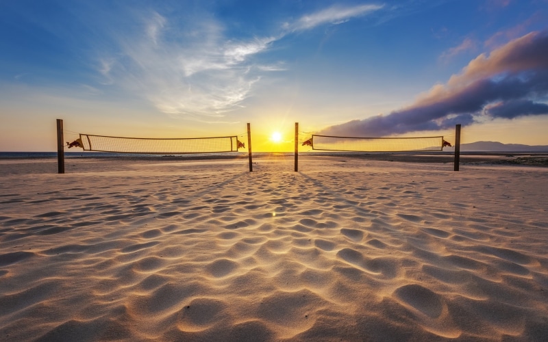 beach, volleyball, sunset, 1080P