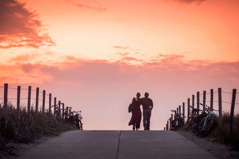 coulour, outdoors, the way forward, full length, romantic, women, men, love, orange color, man, rear view, people, bicycle, sunset, nature, beauty in nature