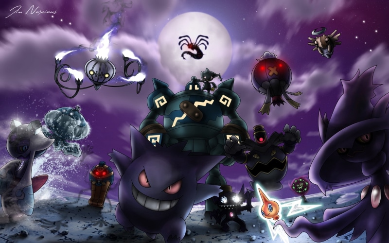 x, art, 1080P, pokemon, Gengar, anime, hd