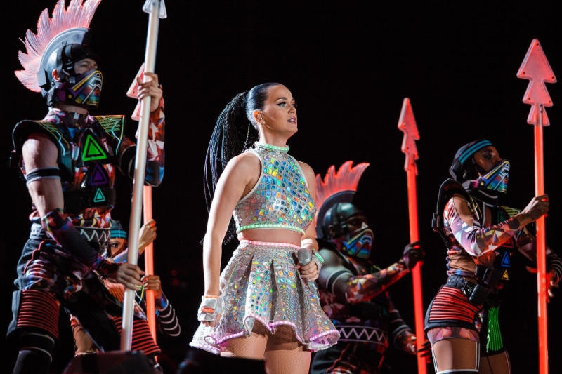 young women, fashion, women, arts culture and entertainment, arms raised, Katy Perry, indoors, katy, clothing, three quarter length, perry, togetherness