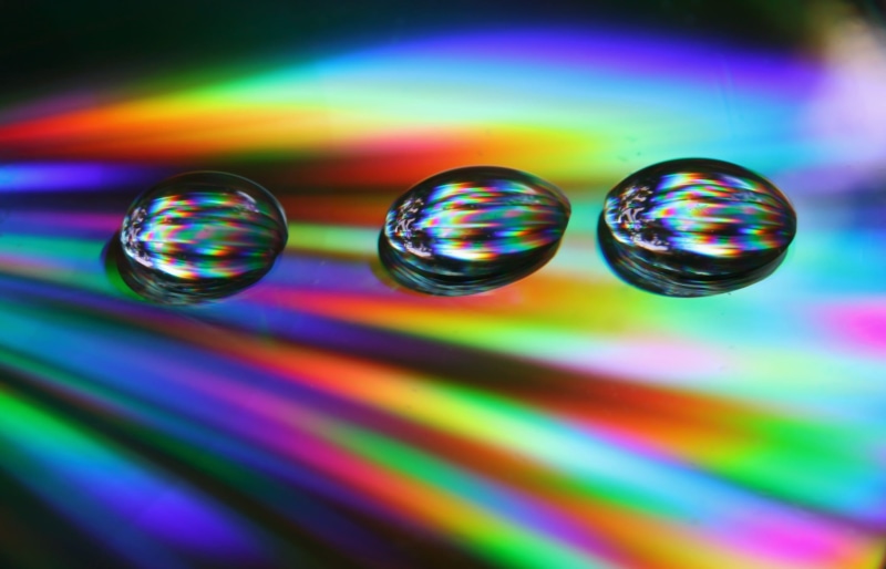 1080P, pattern, spectrum, reflection, rainbow, technology, Cd, Drops, circle, Abstract, purity, fragility, backgrounds, selective focus, black background