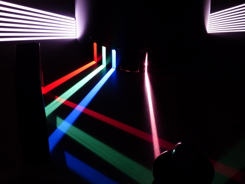 no people, neon, arts culture and entertainment, experimental physics, light trail, optics, electric light, 4K, experiment, laser, spectrum, nightlife