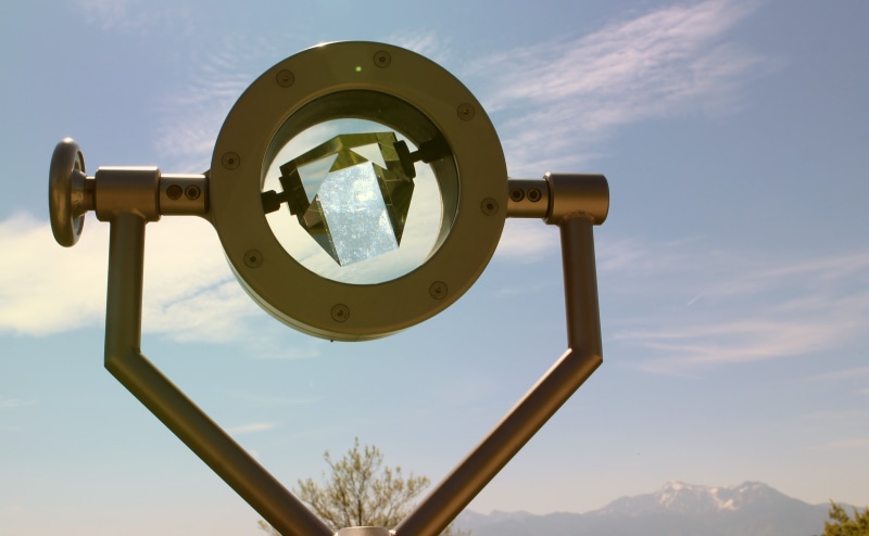 low angle view, security, shape, light beam, technology, surveillance, 5K, binoculars, cloud - sky, outdoors, control, sky, close-up, sunlight, rainbow colors