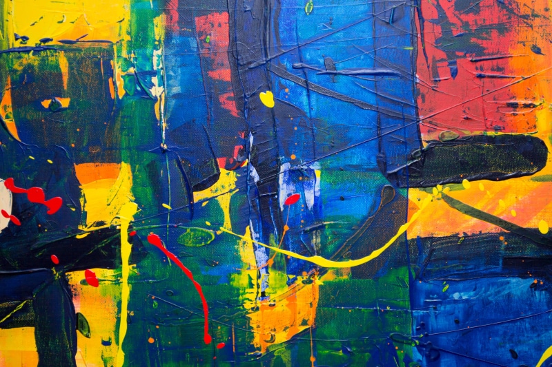 blue, green, close-up, outdoors, art and craft, acrylic paint, creativity, collage, vibrant color, graffiti, no people, architecture, blur, color, contemporary